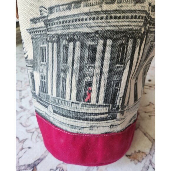 Henry Dry Goods Canvas Breast Cancer Bucket Bag Leather Handle - Picture 6 of 6